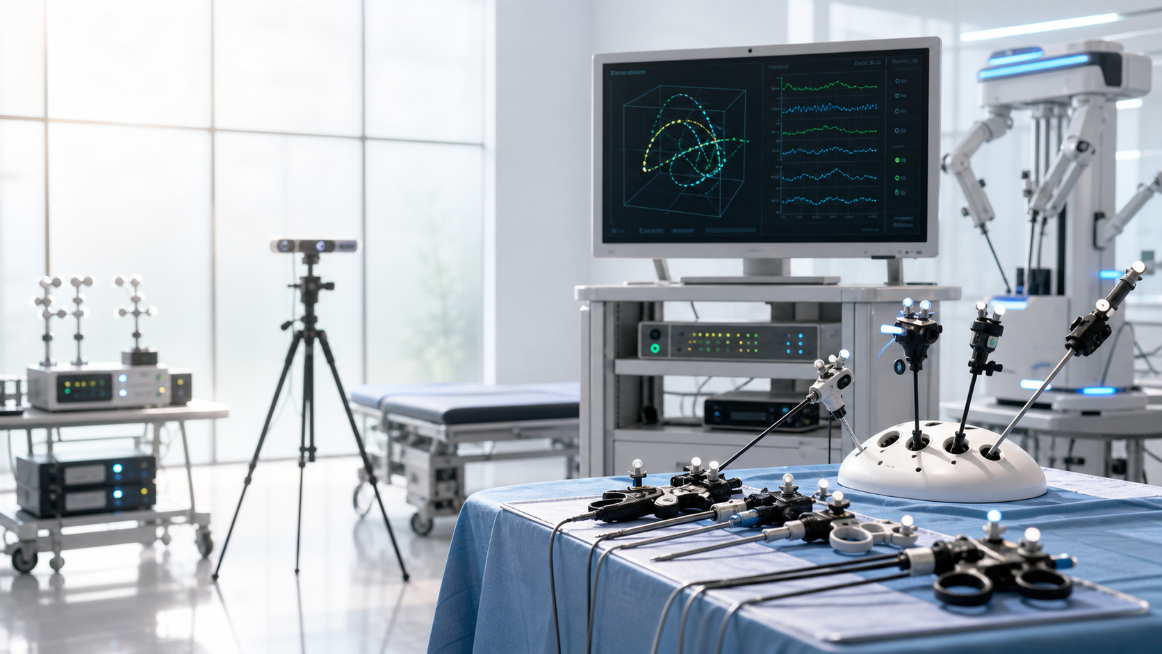 Laparoscopic tools and trajectory data in a bright surgical data lab